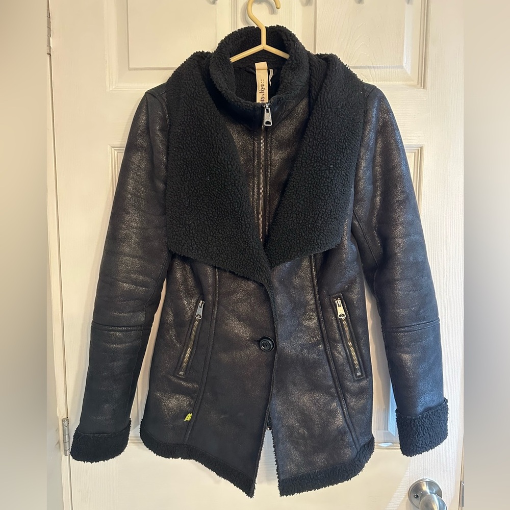 Soya & Kyo Black Faux Shearling Moto Jacket - Size XS - Picture 1 of 9